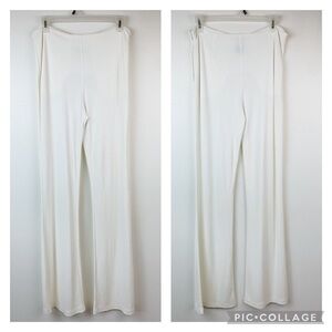 Surfvival resort wear, chic ivory knit side zip flare leg high waist pants, EUC